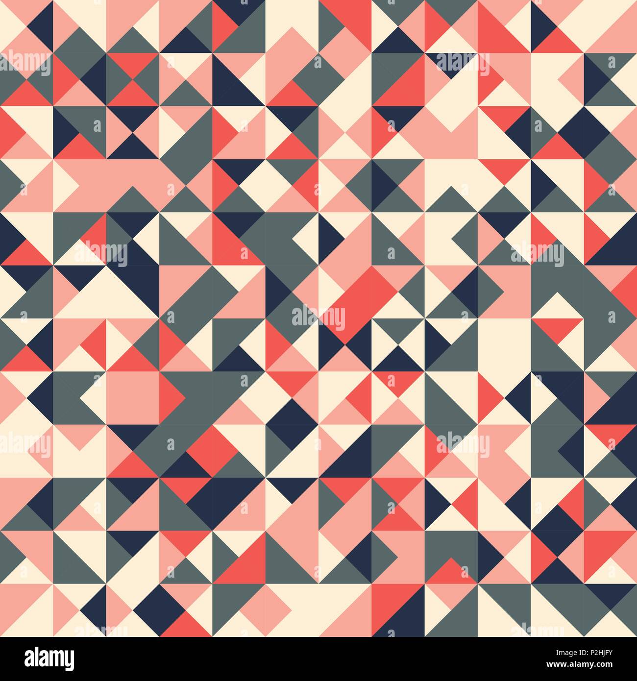 Vettore astratto modello senza cuciture con casualmente triangoli colorati. Ornamento retrò in rosso, rosa, verde e blu. Illustrazione Vettoriale