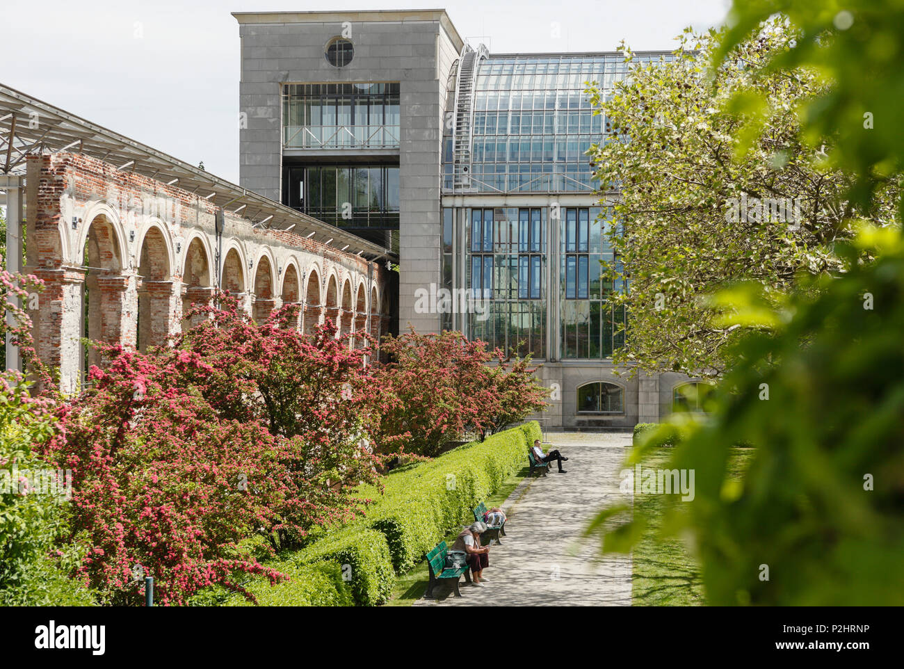 Lo Stato bavarese Cancelleria, 20.Jhd., architetti Siegert und Gansser, porticato rinascimentale, 16.Jhd., Hofgarten del Royal Monaco di Baviera Foto Stock