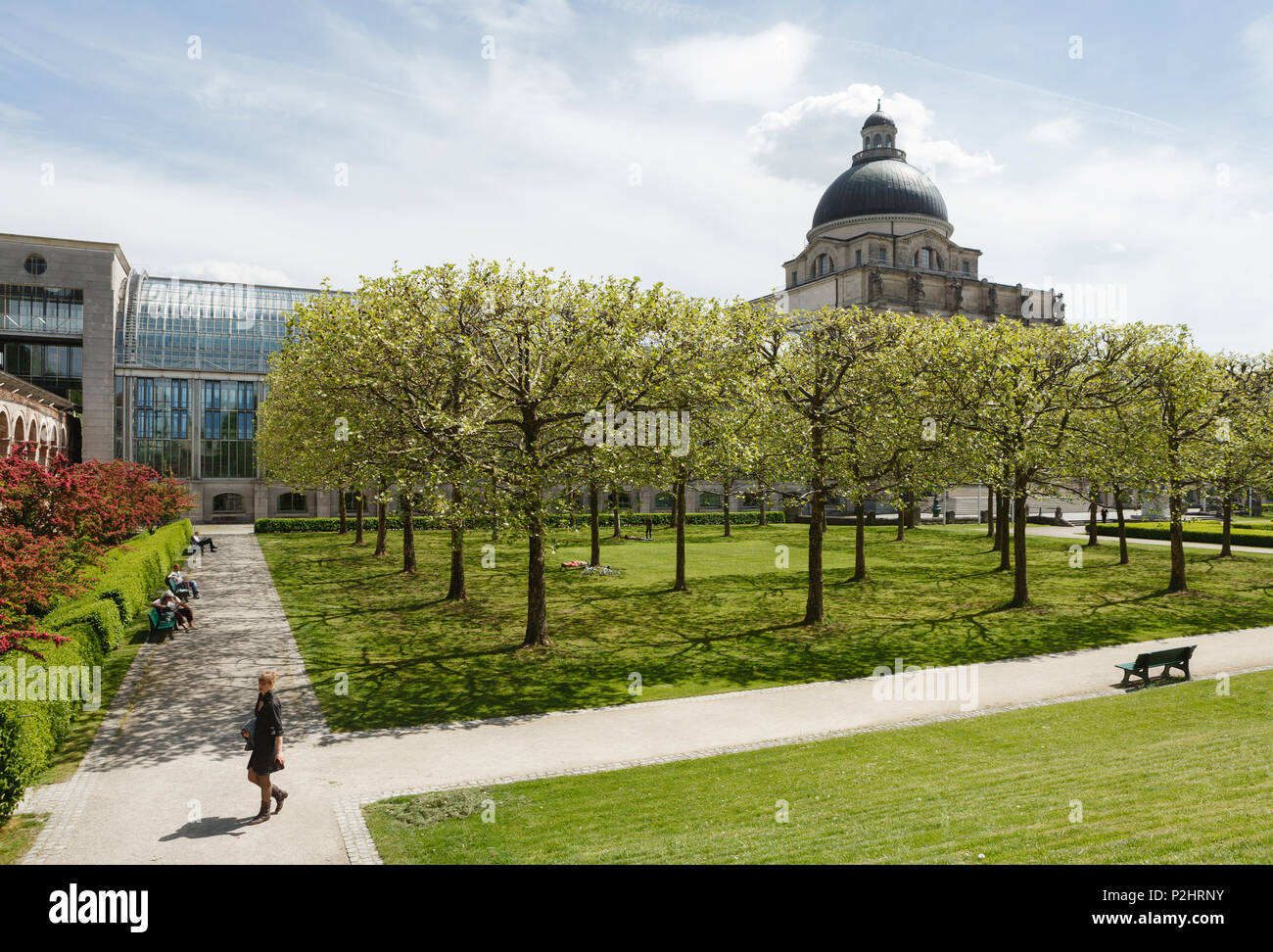 Lo Stato bavarese Cancelleria, 20.Jhd., architetti Siegert und Gansser, Hofgarten del Royal Monaco di Baviera Residenz di Monaco di Baviera, Bavar superiore Foto Stock