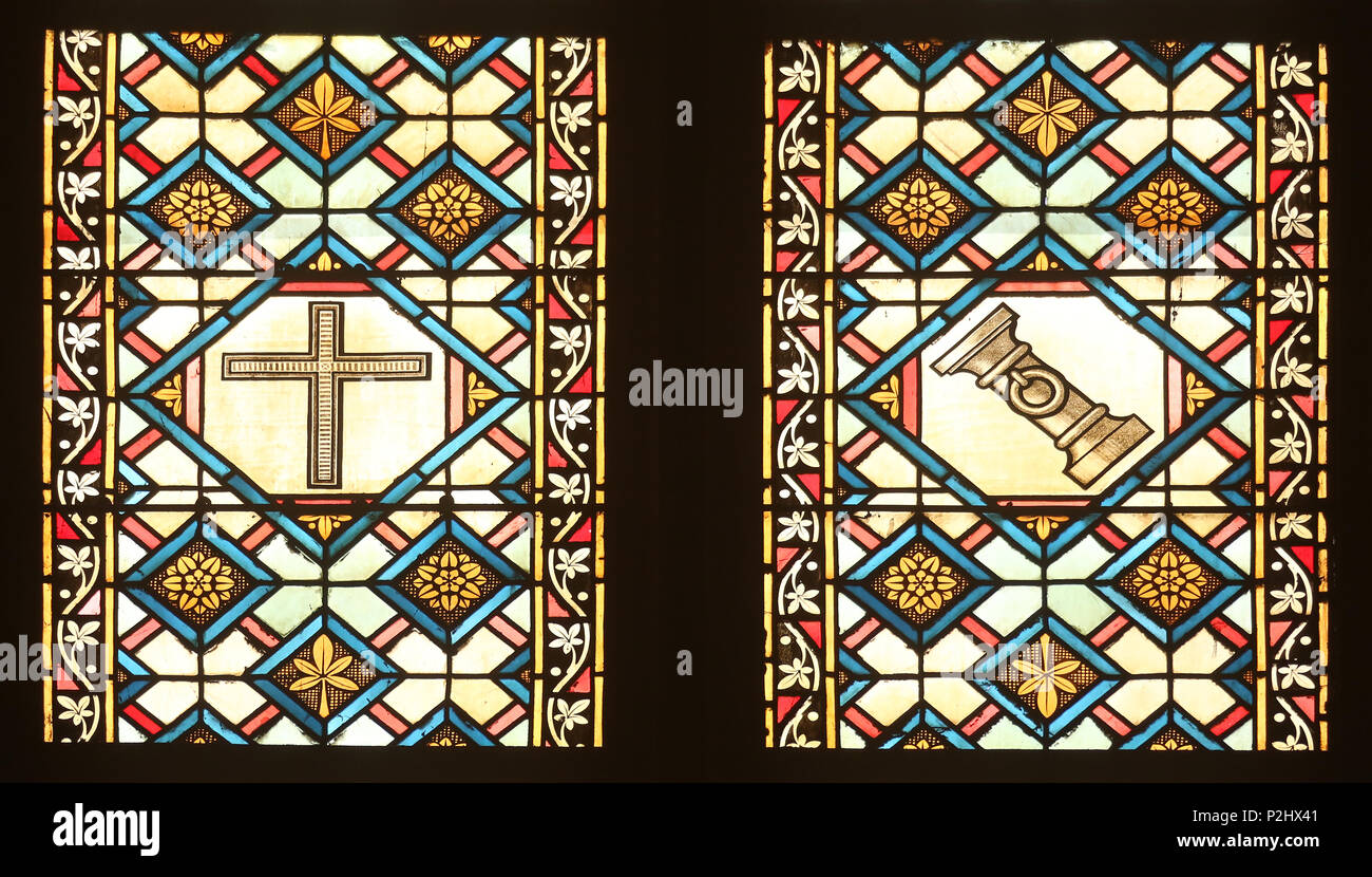 Il vetro macchiato con scene della Passione di Gesù a Zagabria cattedrale dedicata all Assunzione di Maria Foto Stock