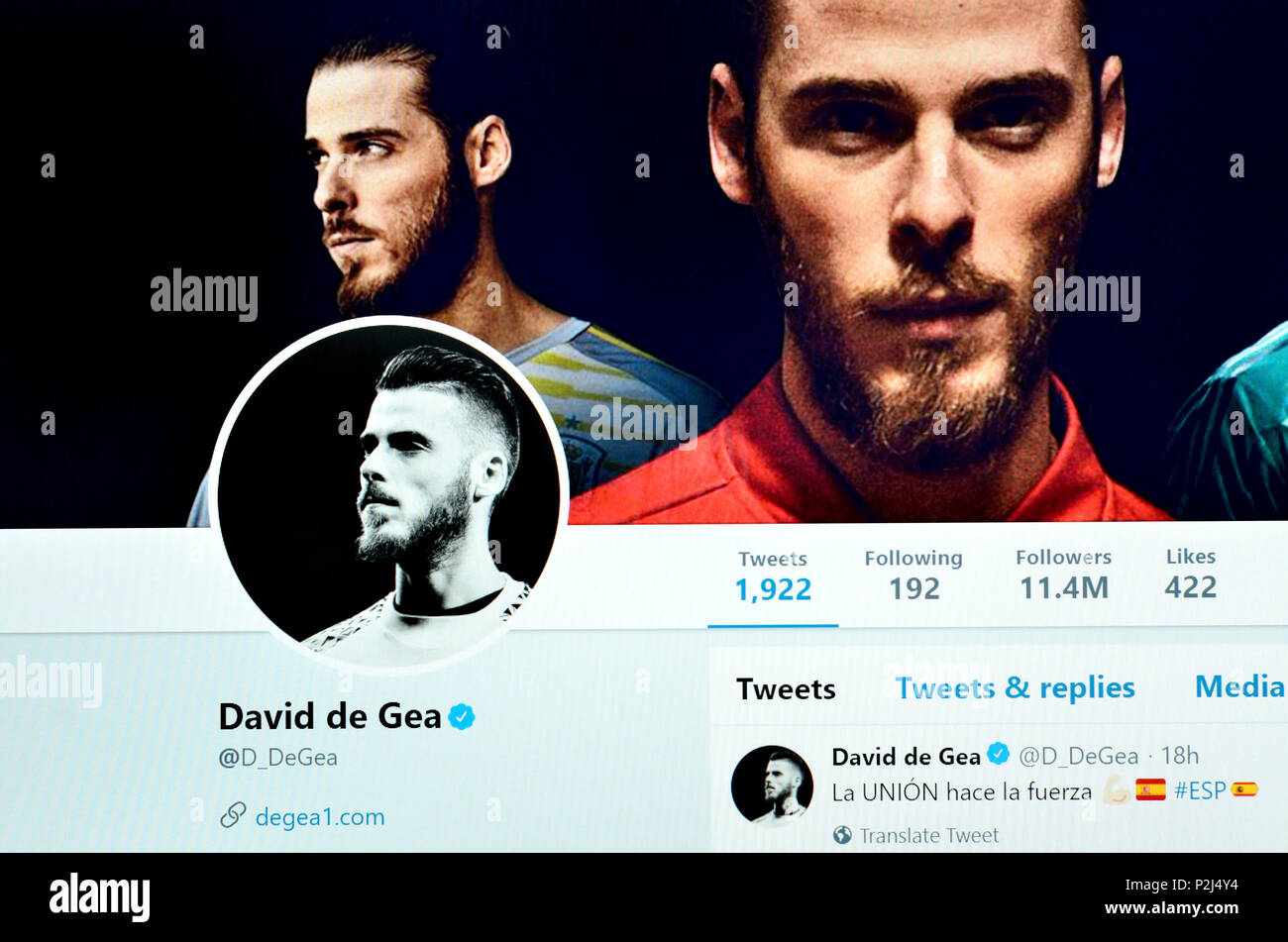 David de Gea ufficiale pagina Twitter (2018) Foto Stock