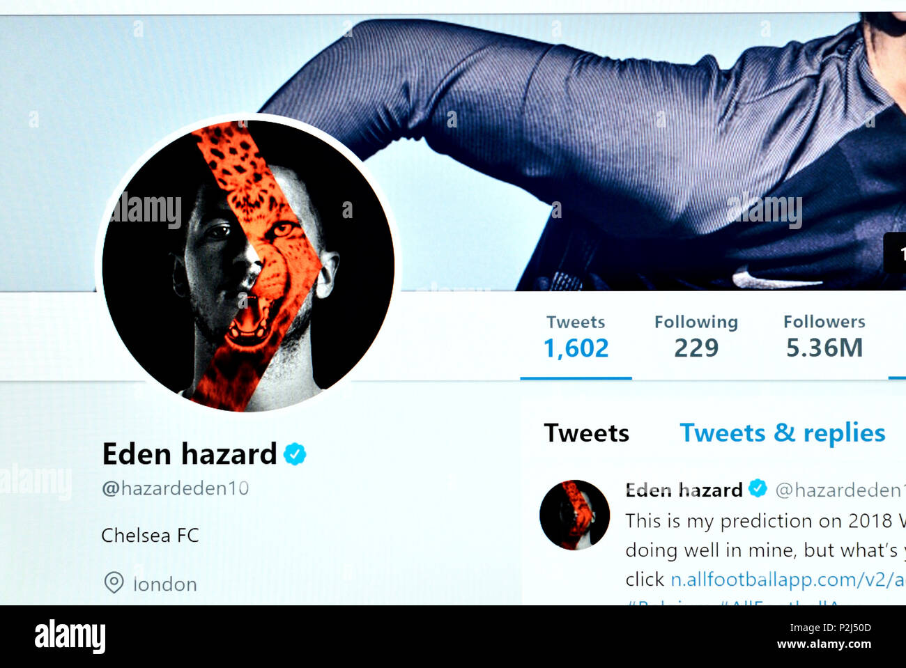 Pericolo di Eden Twitter ufficiale pagina (2018) Foto Stock