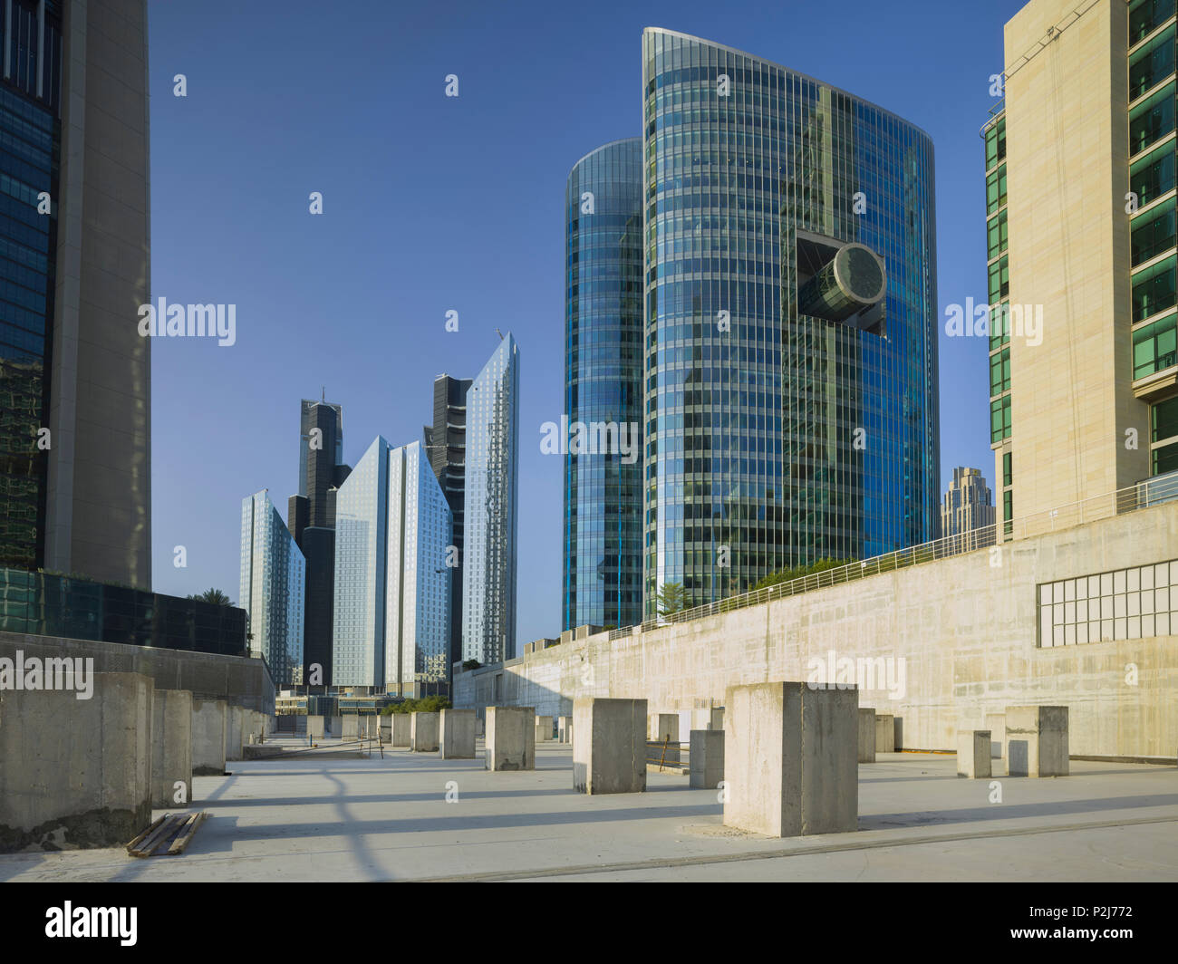 Grattacieli su Sheikh Zayed Road, Dubai, unisce Emirati Arabi, EMIRATI ARABI UNITI Foto Stock