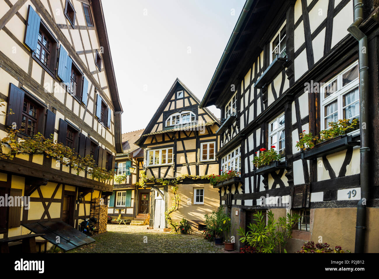 Telaio in legno case, Gengenbach, Foresta Nera, Baden-Wuertemberg, Germania Foto Stock