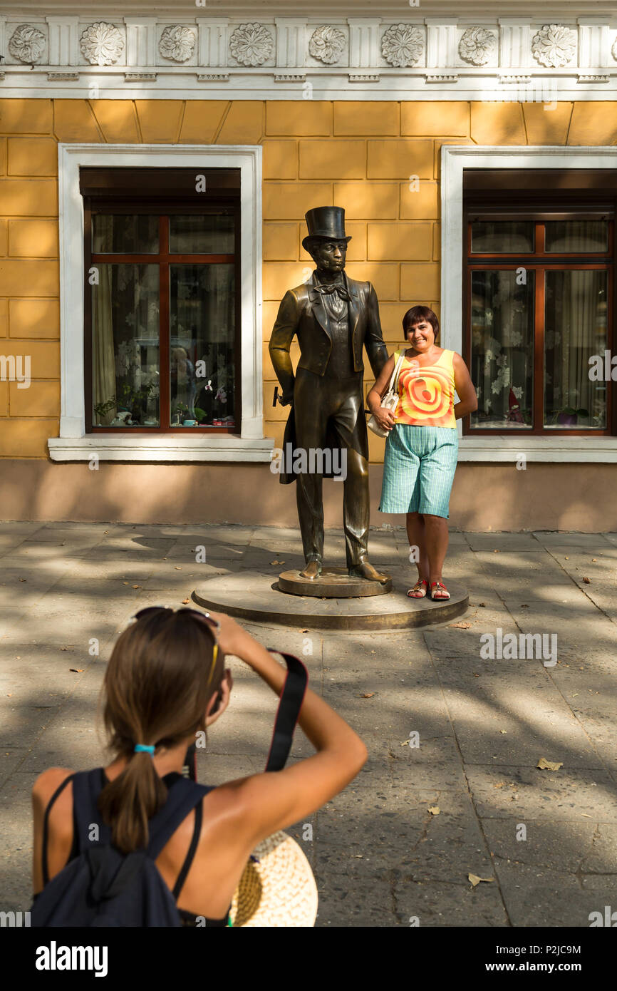 Odessa, Ucraina, scultura del poeta Aleksandr Pushkin Foto Stock