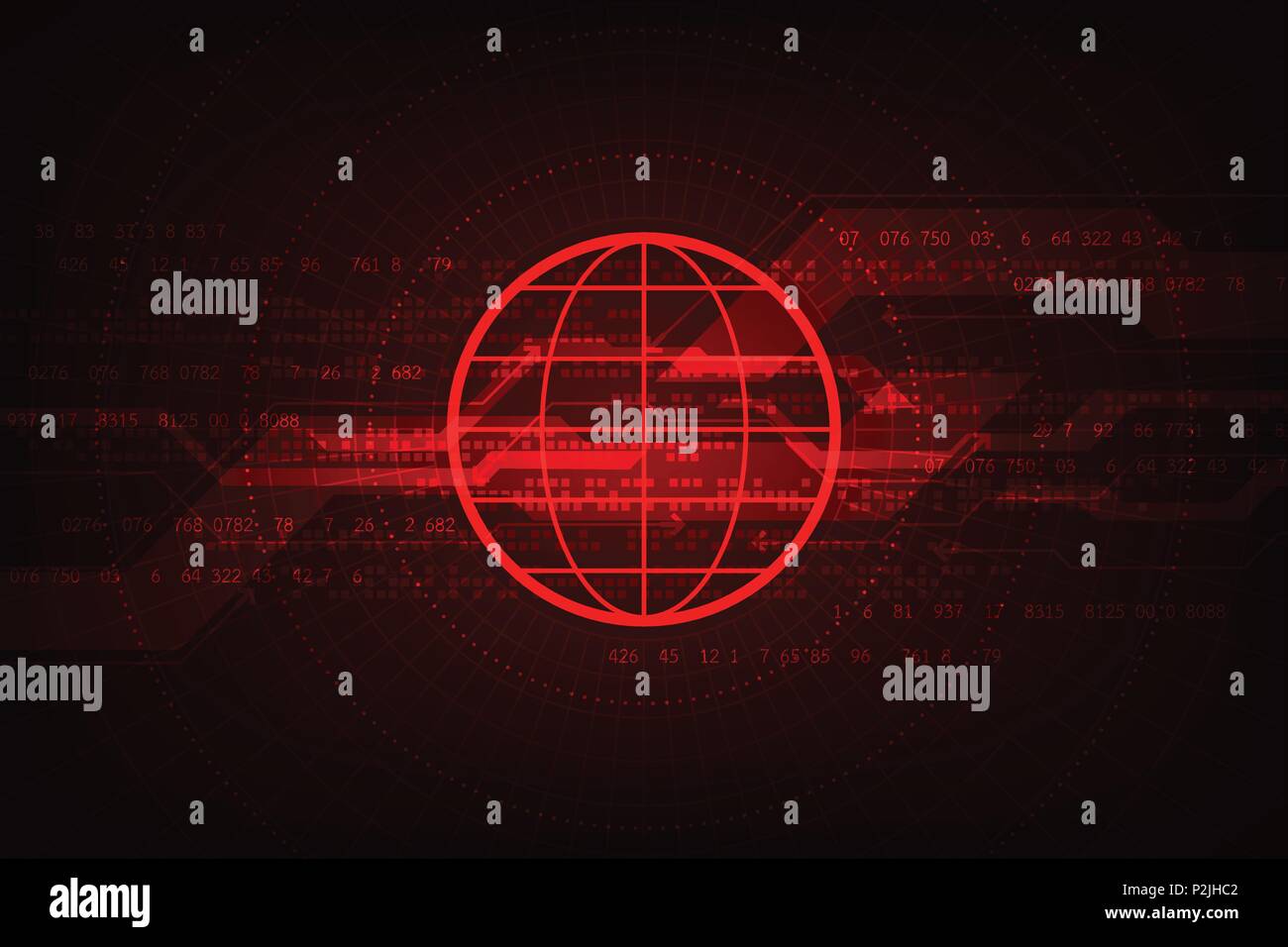 La tecnologia dell'informazione digitale su sfondo rosso. Illustrazione Vettoriale