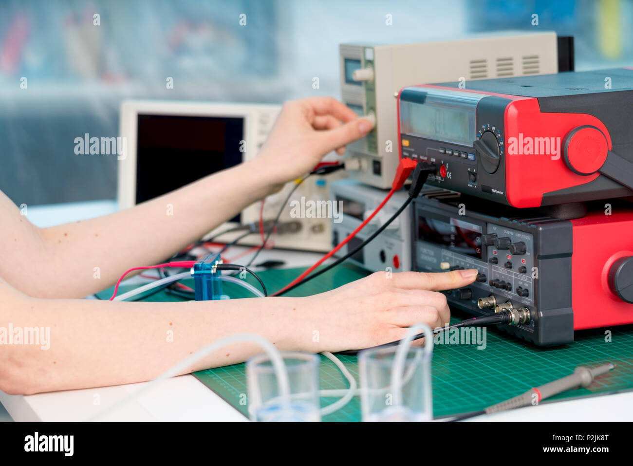 Esperimento con idrogeno celle di potenza Foto Stock