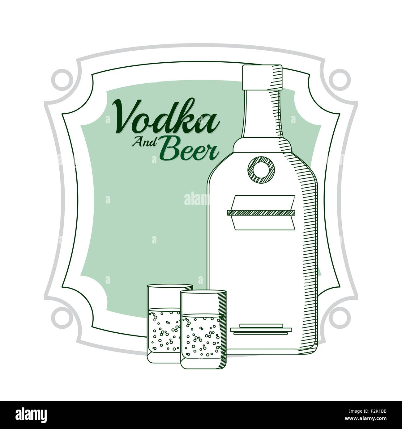 La vodka e il concetto di birra Illustrazione Vettoriale