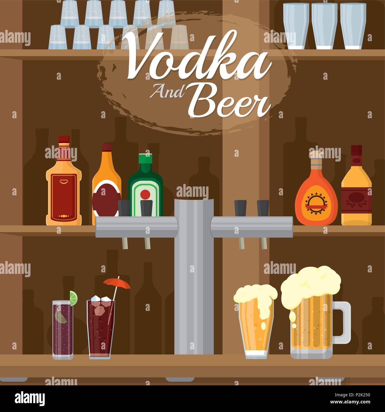 La vodka e birra Illustrazione Vettoriale