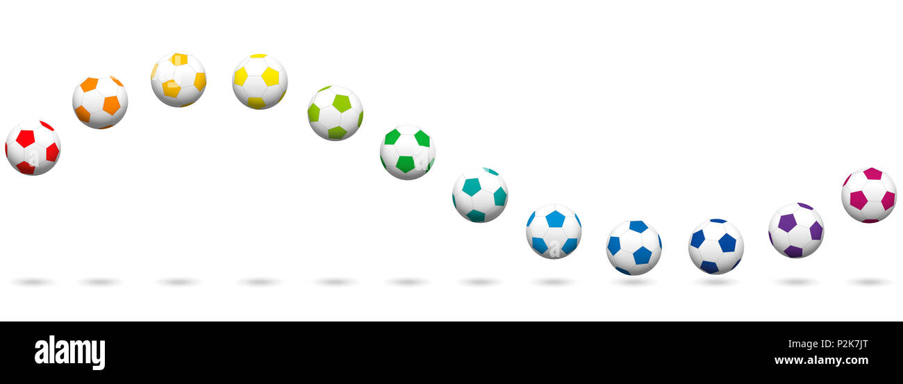 Colorato Pallone da calcio d'onda. Perfetta illustrazione estensibile su sfondo bianco. Foto Stock
