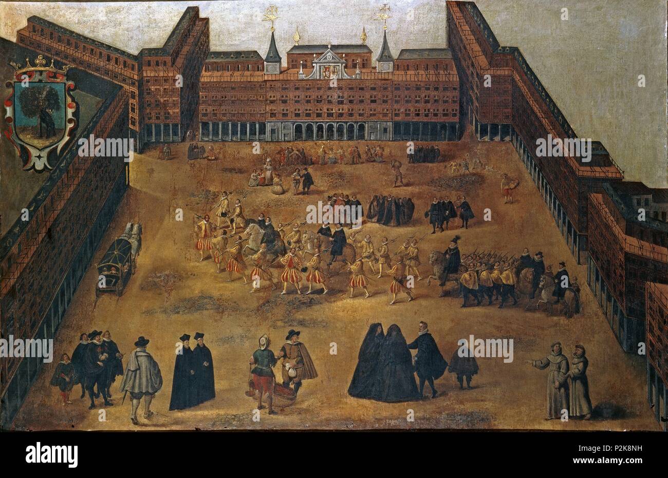 Il XVII secolo. Vista la Plaza Mayor di Madrid. Madrid, museo pubblico. Autore: anonimo MADRILEÑO SIGLO XVII. Posizione: Museo de Historia-PINTURAS, Spagna. Foto Stock