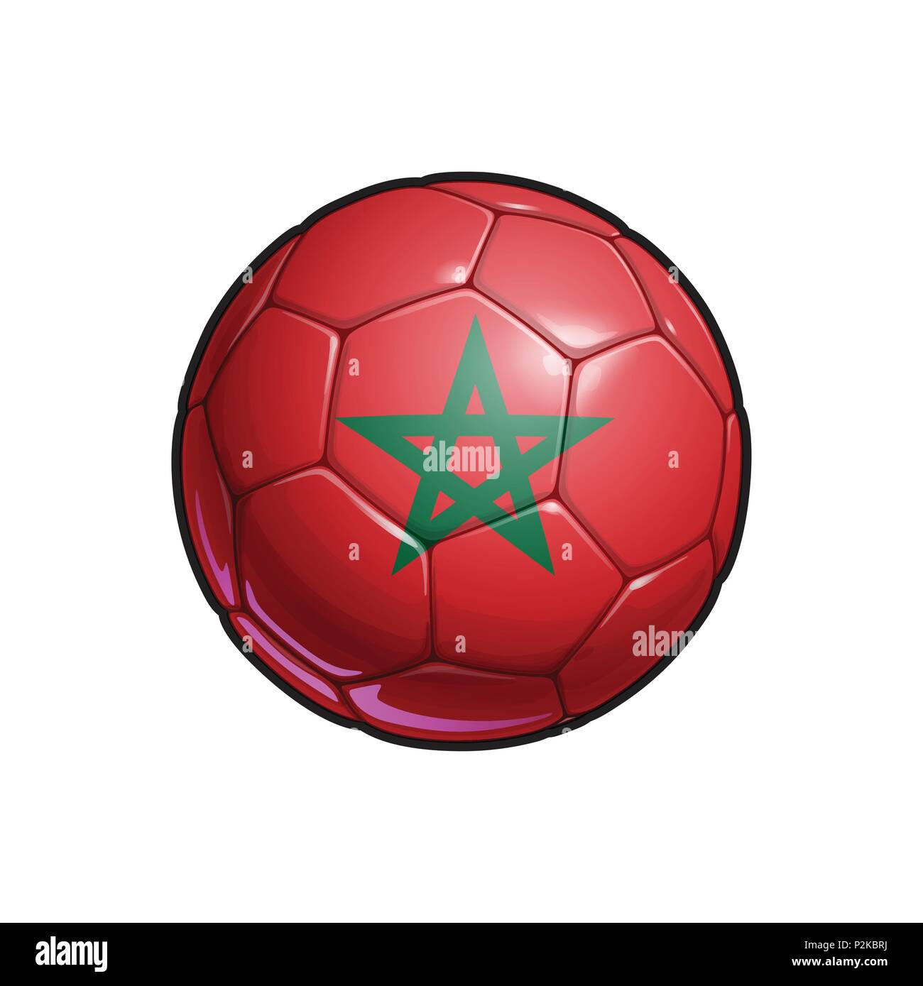 Illustrazione vettoriale di un pallone da calcio - pallone da calcio con la bandiera marocchina di colori. Tutti gli elementi ordinatamente su ben definiti strati Illustrazione Vettoriale