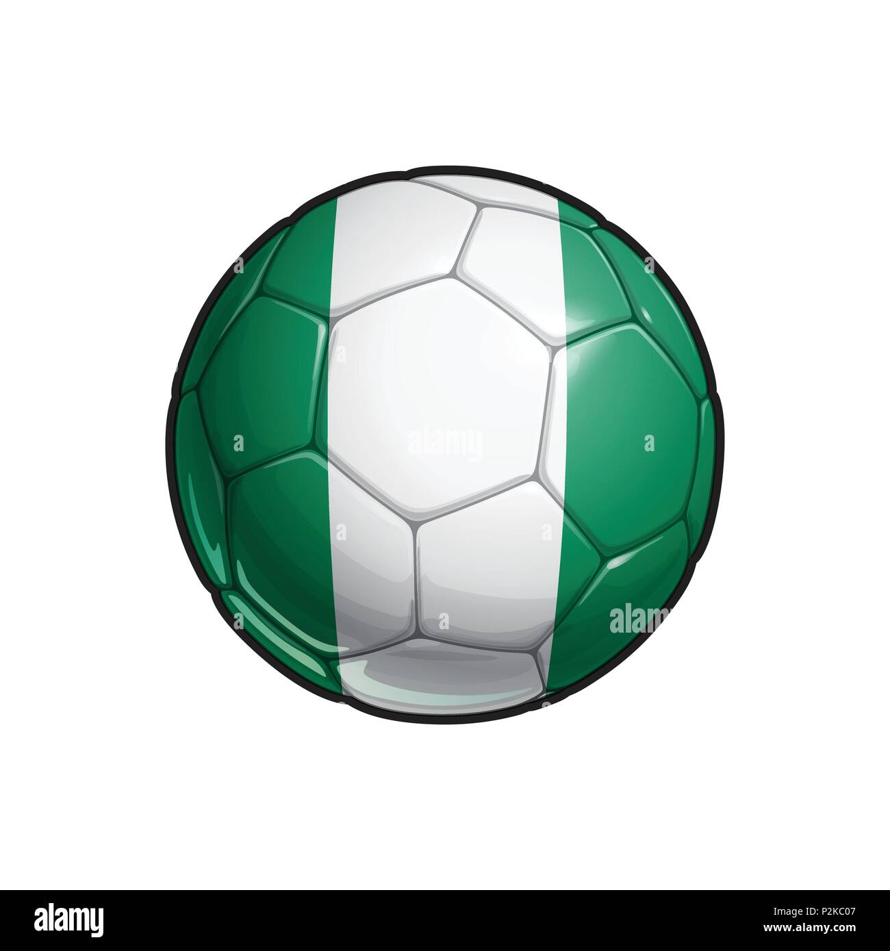 Illustrazione vettoriale di un pallone da calcio - pallone da calcio con la bandiera nigeriana colori. Tutti gli elementi ordinatamente su ben definiti strati Illustrazione Vettoriale