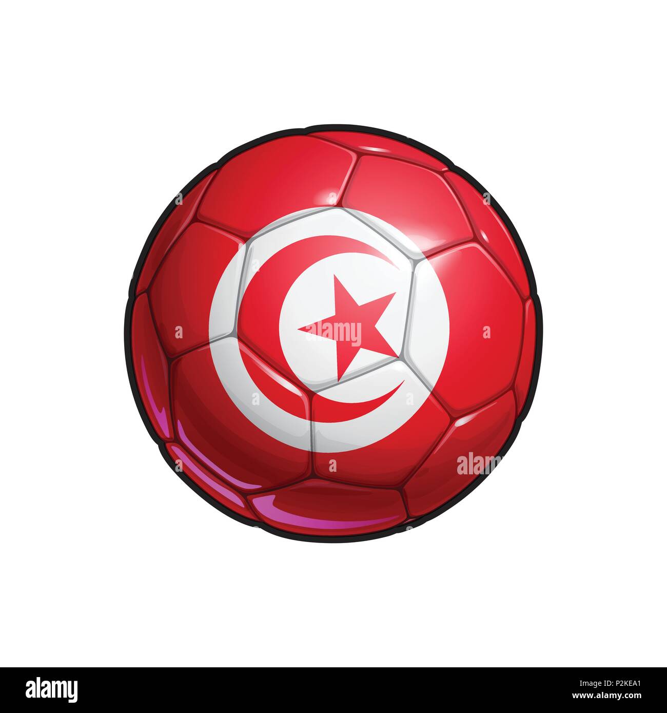 Illustrazione vettoriale di un pallone da calcio - pallone da calcio con la bandiera Tunisina di colori. Tutti gli elementi ordinatamente su ben definiti strati Illustrazione Vettoriale