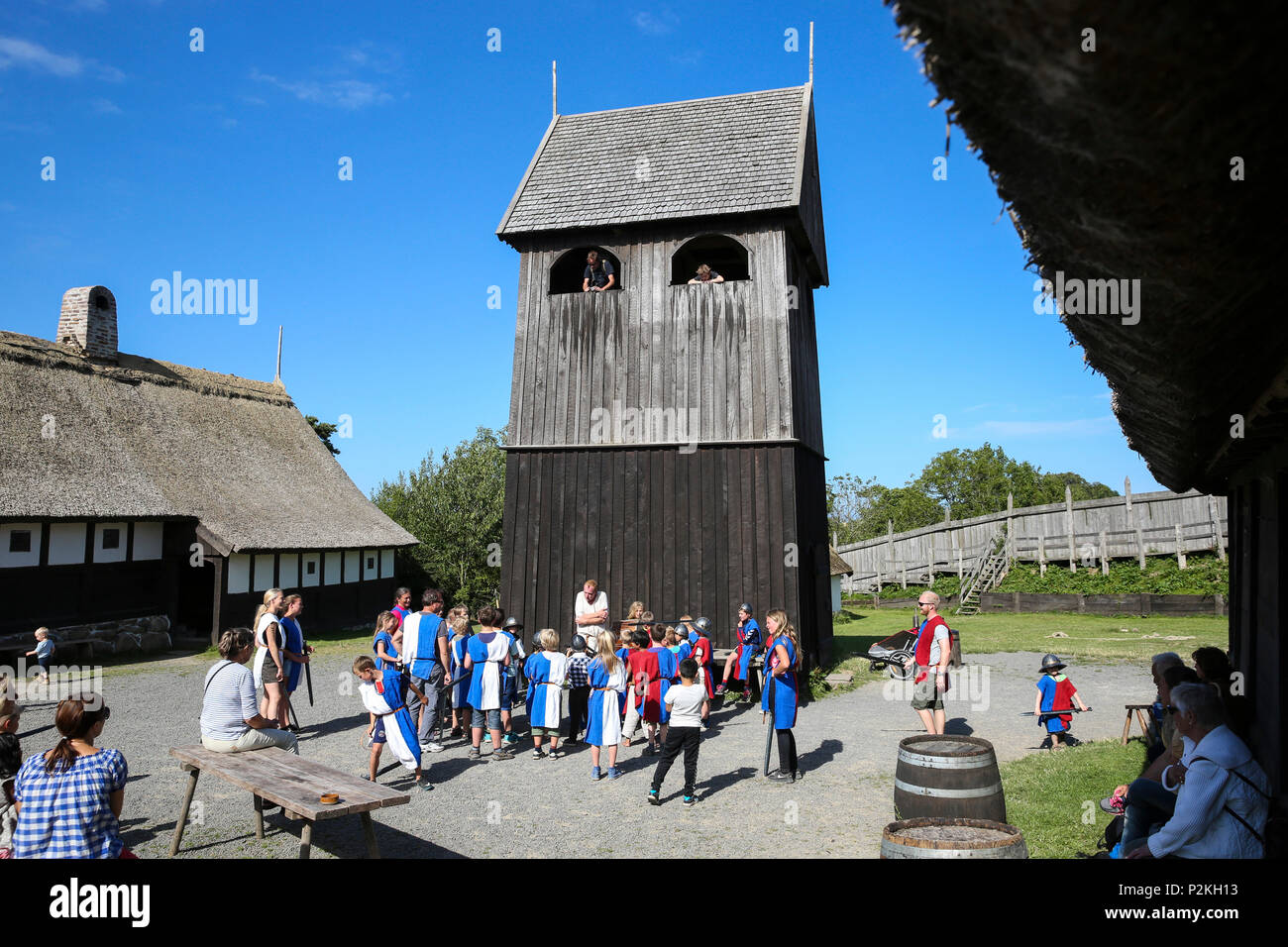Età media center, Medioevo villaggio, Mar Baltico, Bornholm, vicino Gudhjem, Danimarca, Europa Foto Stock