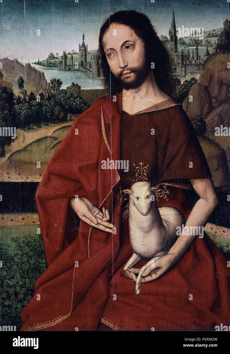 'Saint Giovanni Battista", 1467-1500, olio su pannello, 42 x 31 cm. Autore: anonimo flamenco. Posizione: CATEDRAL-capilla real-interno, Granada, Spagna. Foto Stock