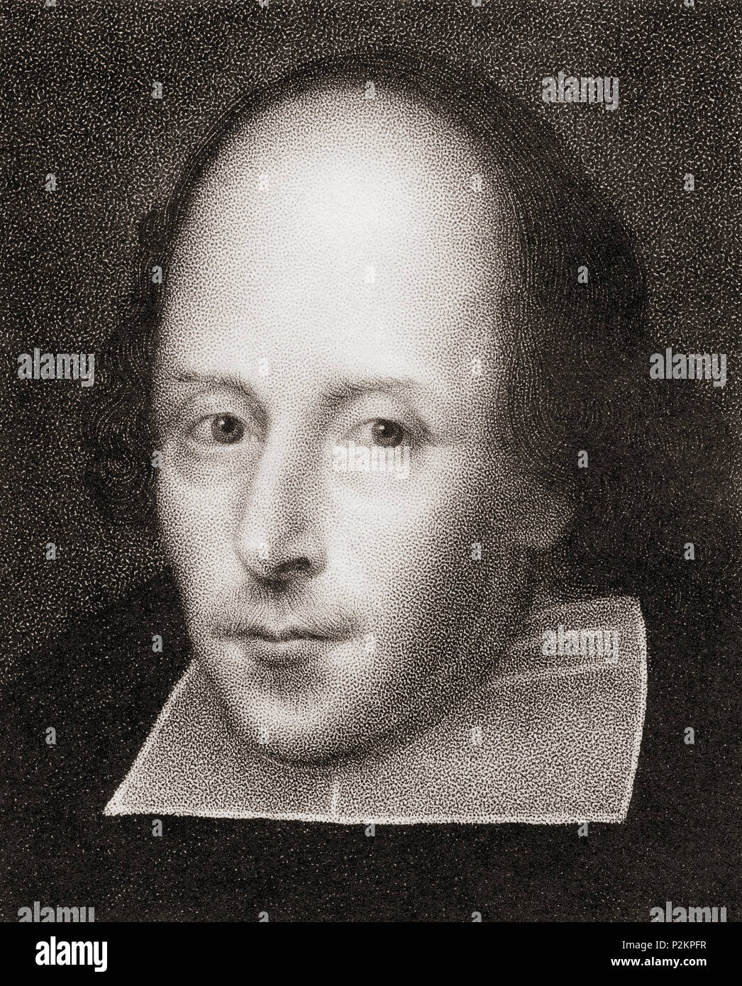 William Shakespeare, 1564 - 1616. Poeta inglese, drammaturgo e attore. Questo ritratto è noto come la testa di Felton. Da Shakespeare il giocatore, pubblicato 1916 Foto Stock