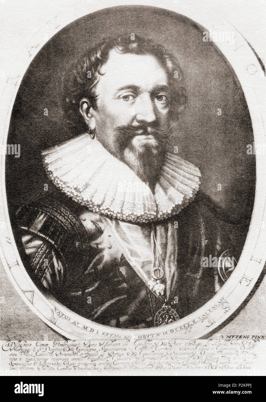 William Herbert, 3° Conte di Pembroke, 1580 - 1630. Nobile inglese, uomo politico, e cortigiano. Da Shakespeare il giocatore, pubblicato 1916 Foto Stock