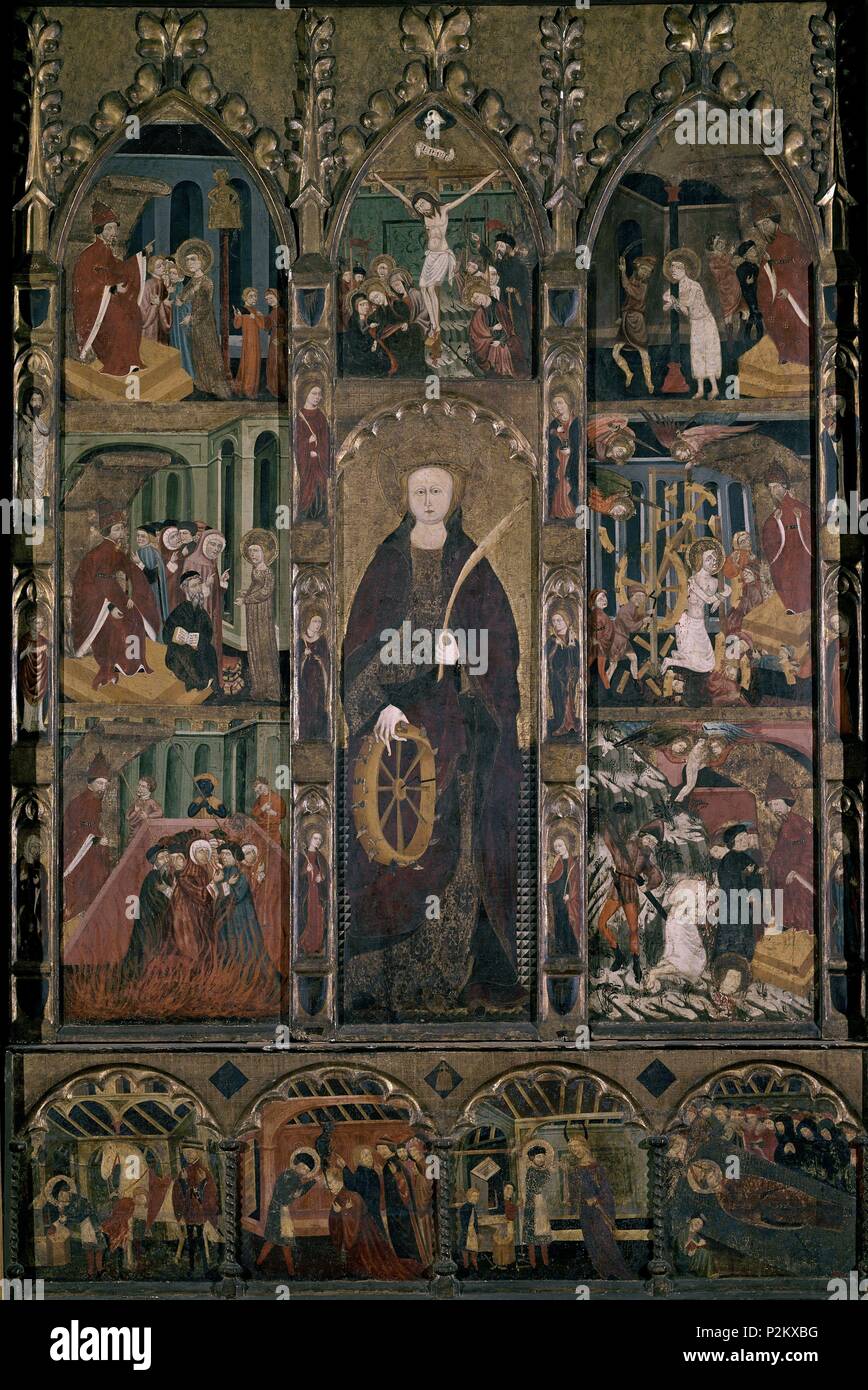 RETABLO DE SANTA CATALINA - SIGLO XIV - Procedere DE CASTELLO (Lerida). Posizione: Museu Nacional d'ART Catalunya, Barcelona, Spagna. Foto Stock