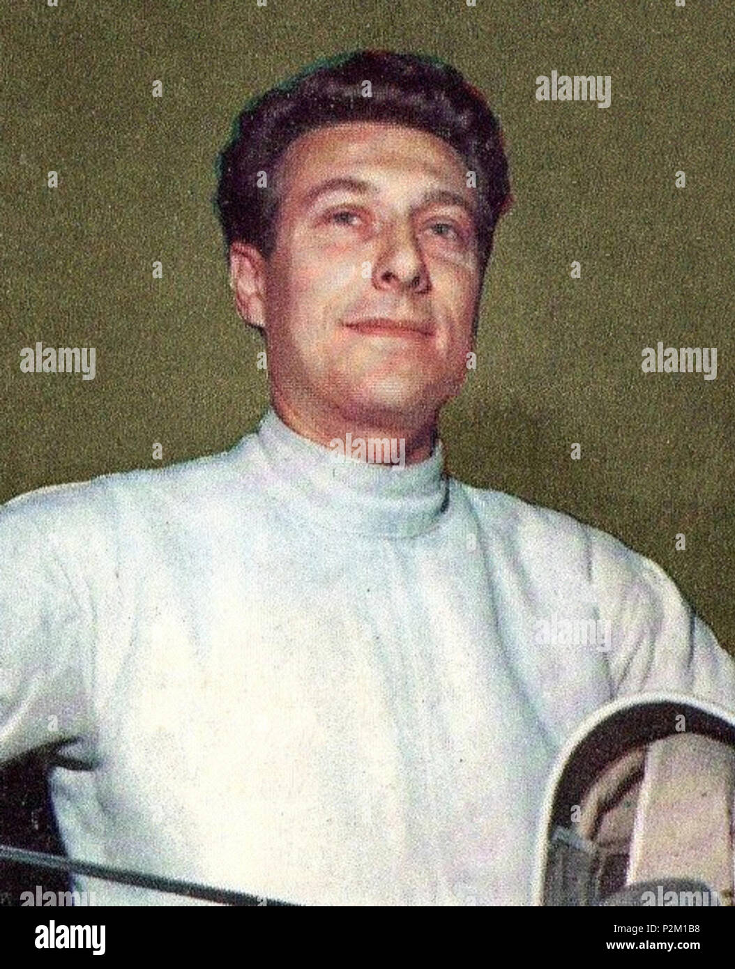 . Italiano: Lo schermidore azzurro Giuseppe Delfino . 1960. Questo file è privo di informazioni sull'autore. 36 Giuseppe Delfino Foto Stock