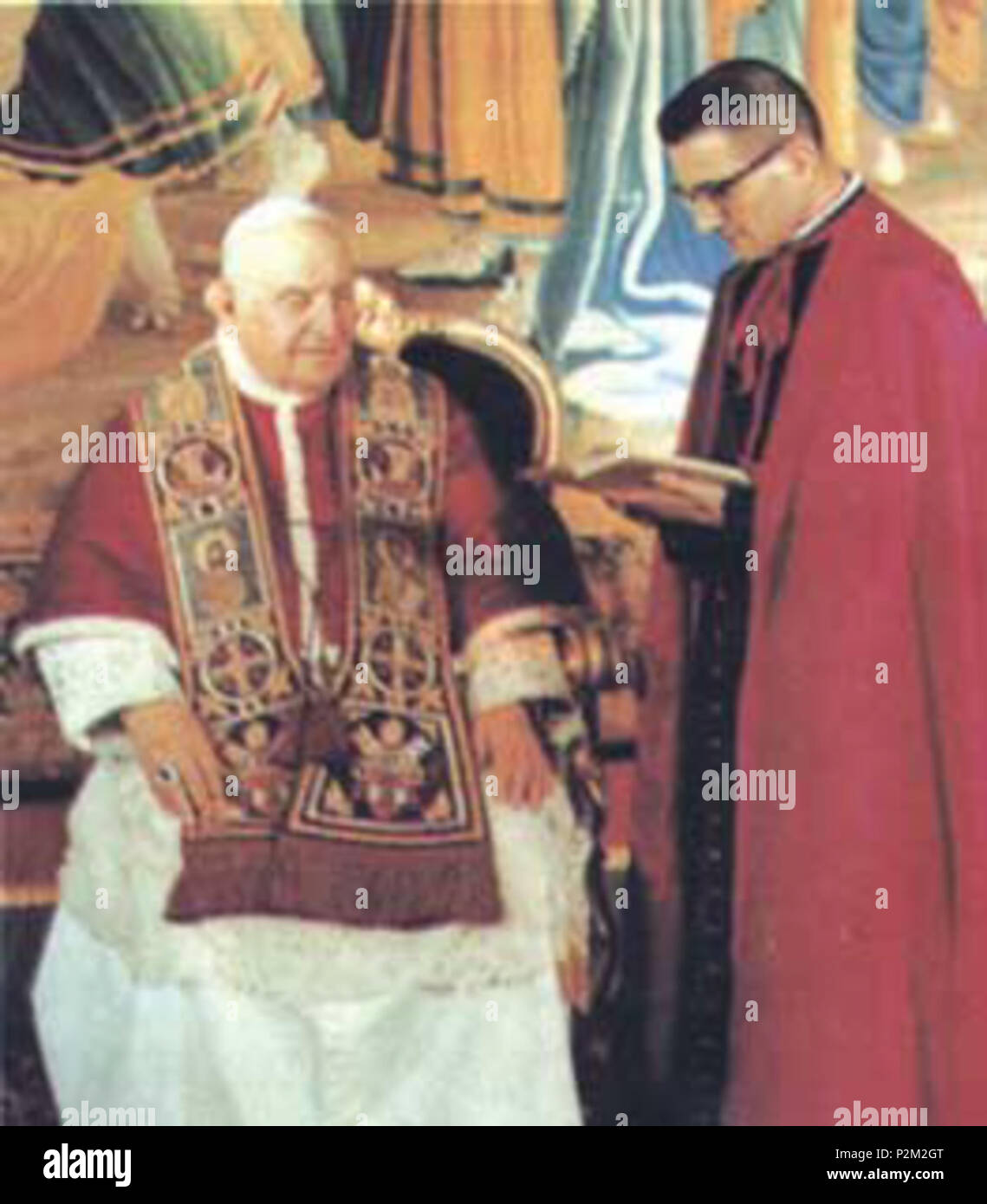 . Italiano: Giovanni XXIII insieme al suo segretario particolare Loris Francesco Capovilla persone raffigurate: Loris Francesco Capovilla e Ioannes XXIII. 1960s. Unknown 49 F. Loris Capovilla e Papa Giovanni XXIII Foto Stock