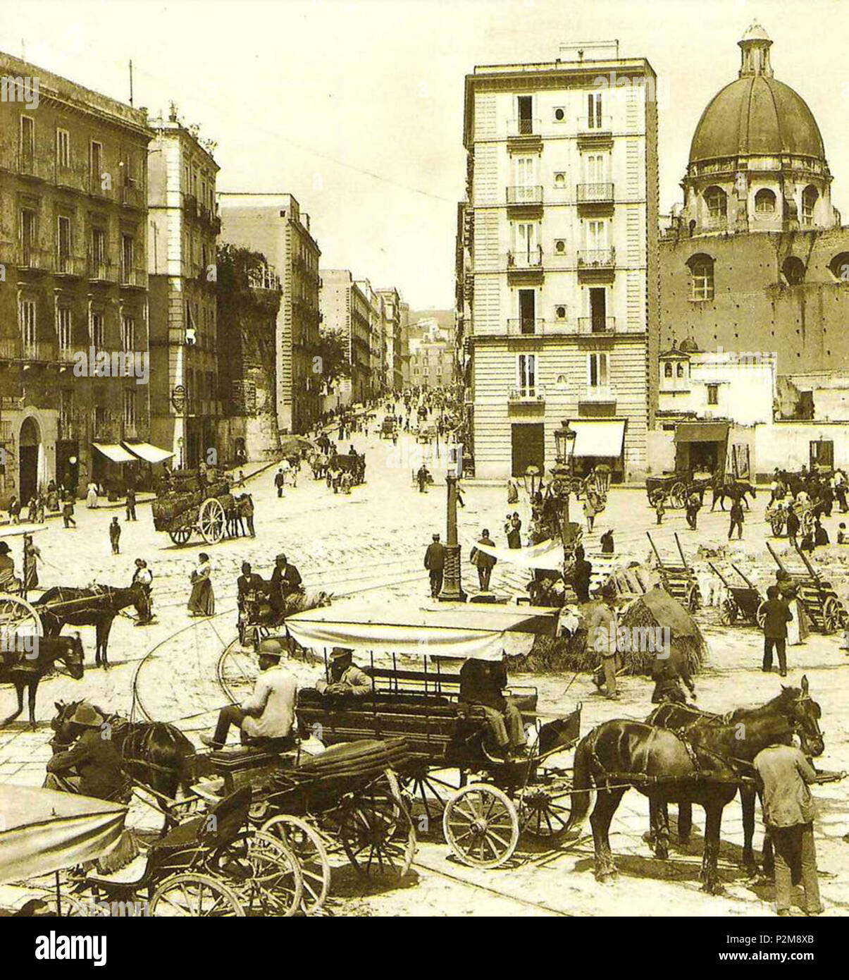 . Italiano: Napoli, Piazza San Francesco di Paola presso la pretura. Autore sconosciuto. Xix secolo. Unknown 62 Napoli, Piazza San Francesco di Paola Foto Stock