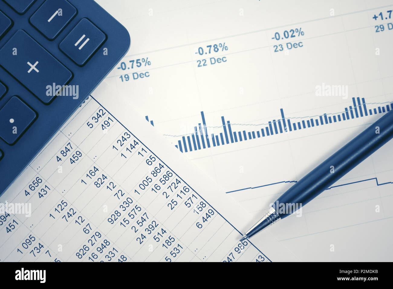 La contabilità finanziaria del mercato azionario analisi grafici Foto Stock