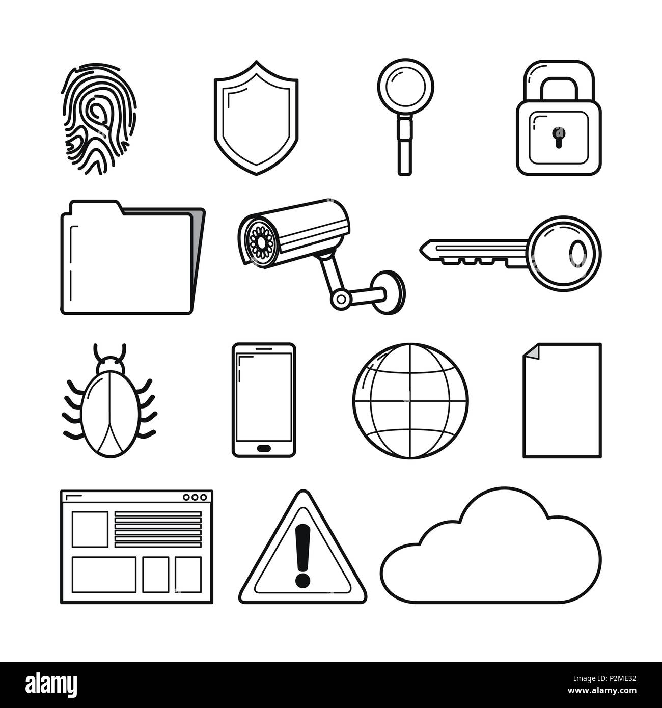Cyber security icone Illustrazione Vettoriale