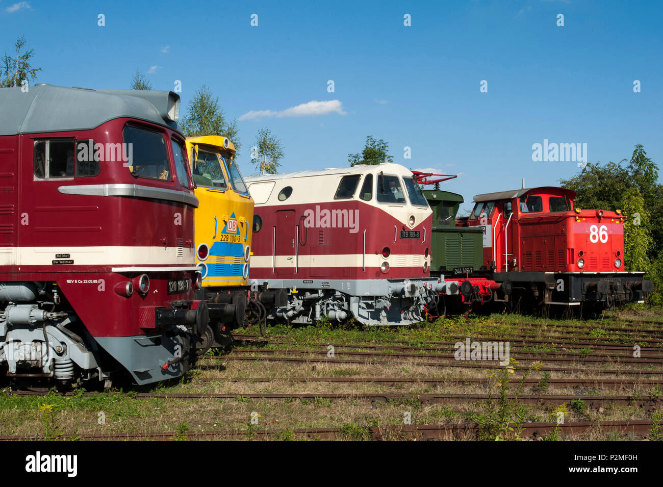Museo delle ferrovie, Thueringer Eisenbahnverein e.V, Weimar, Turingia, Germania Foto Stock