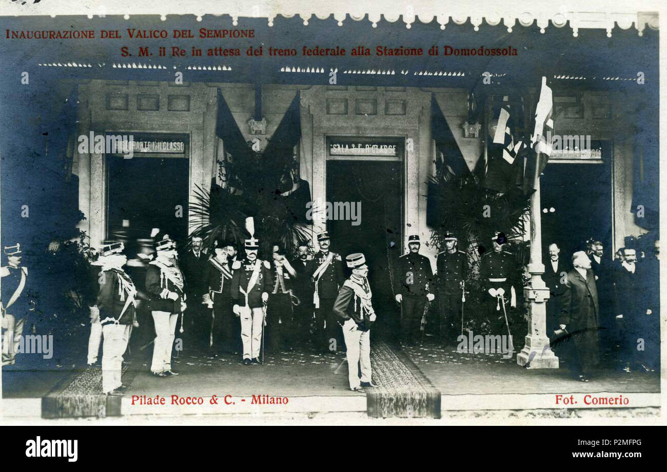 . Italiano: Inaugurazione del Traforo del Sempione in presenza di Vittorio Emanuele III . 1906. Unknown 40 Inaugurazione del Traforo del Sempione Foto Stock
