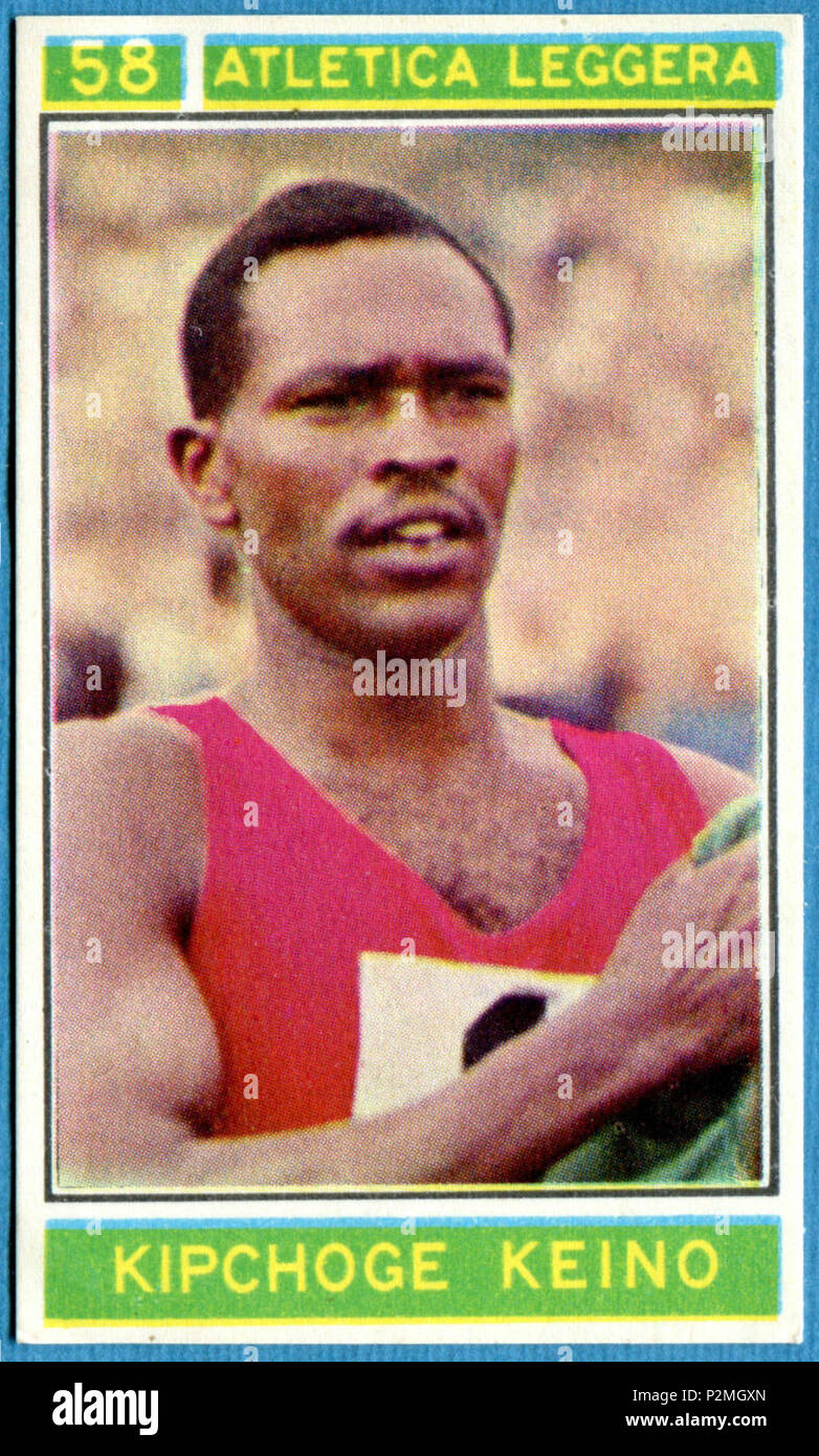 . Figurina/adesivo CAMPIONI DELLO SPORT 1967/68-n. 58 - K. KEINO - KENYA -rec . 1967 o versioni precedenti. 45 sconosciuto Kipchoge Keino c1967 Foto Stock