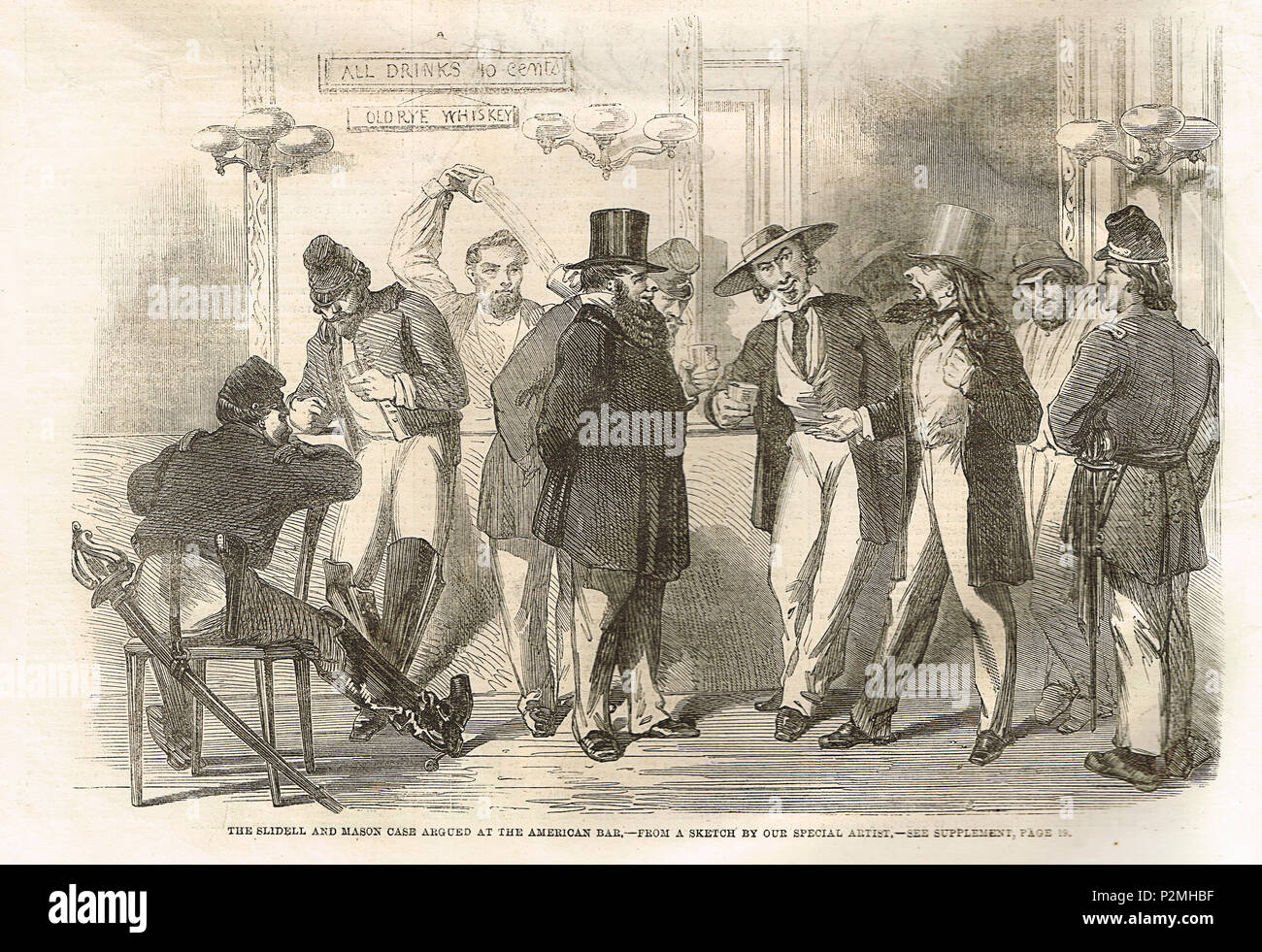 Il Caso Trent, sostenuto in corrispondenza di un American bar. Un incidente diplomatico nel 1861, durante la Guerra Civile Americana, che minaccia di una guerra tra gli Stati Uniti e il Regno Unito. Foto Stock