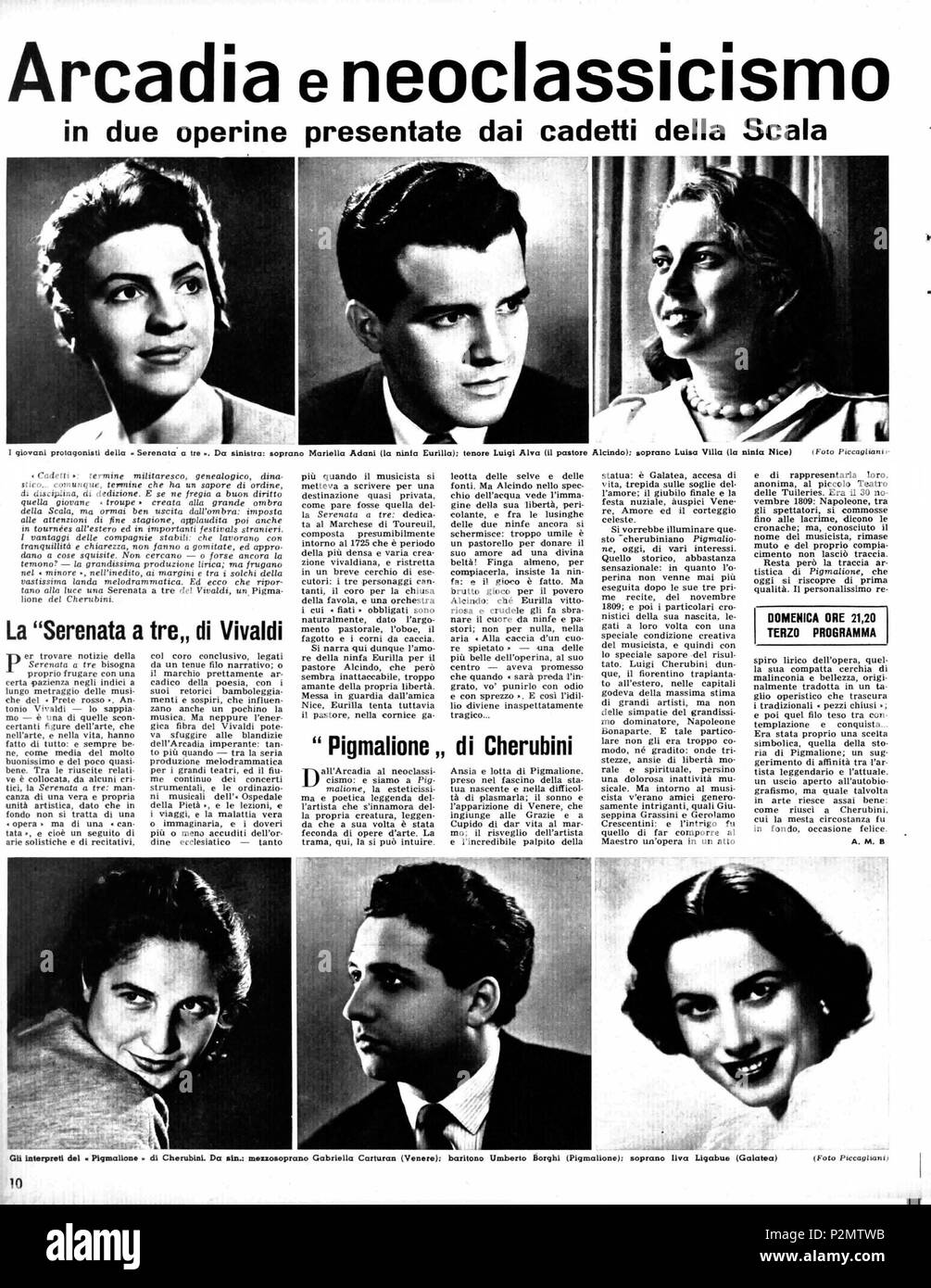 . Italiano: Pagina del Radiocorriere TV 1955 n.25 pag.10 . Il 27 dicembre 2017. RAI (foto Piccagliani articolo firmato a.m.b) 74 RadiocorTV1955n25p10 Foto Stock
