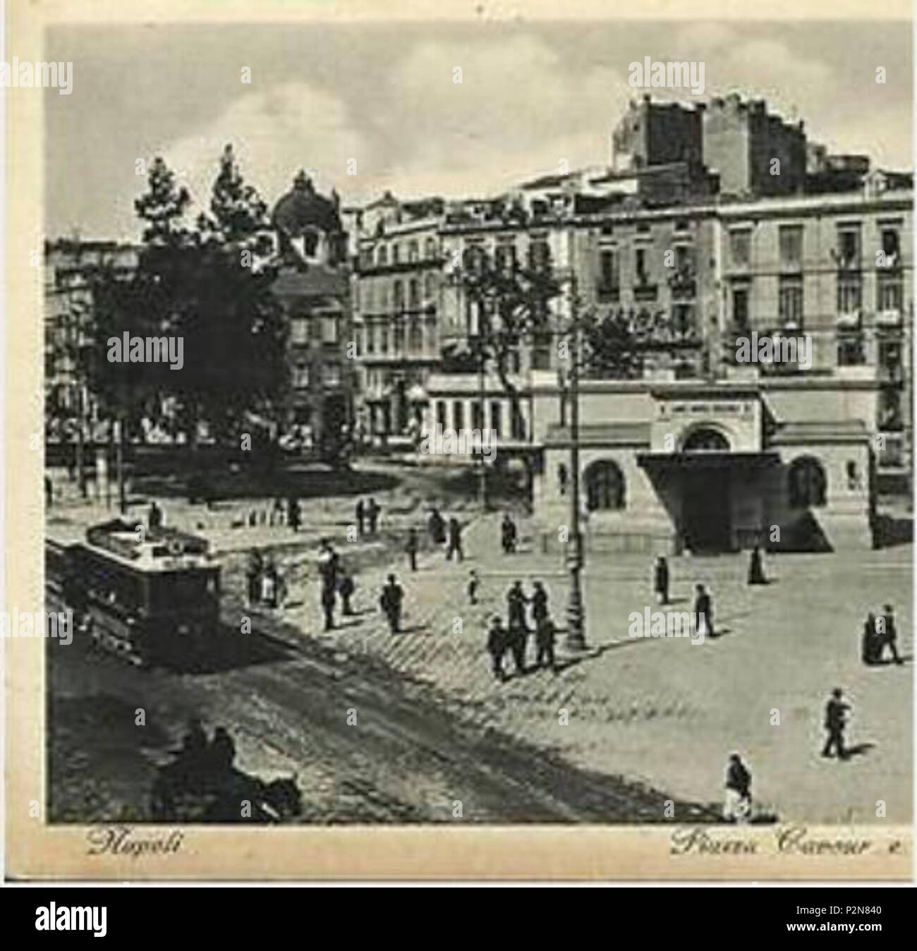 . Italiano: Napoli, Piazza Cavour con la stazione della metropolitana. Autore ignoto. Xix secolo. 70 sconosciuto Piazza Cavour 2 Foto Stock