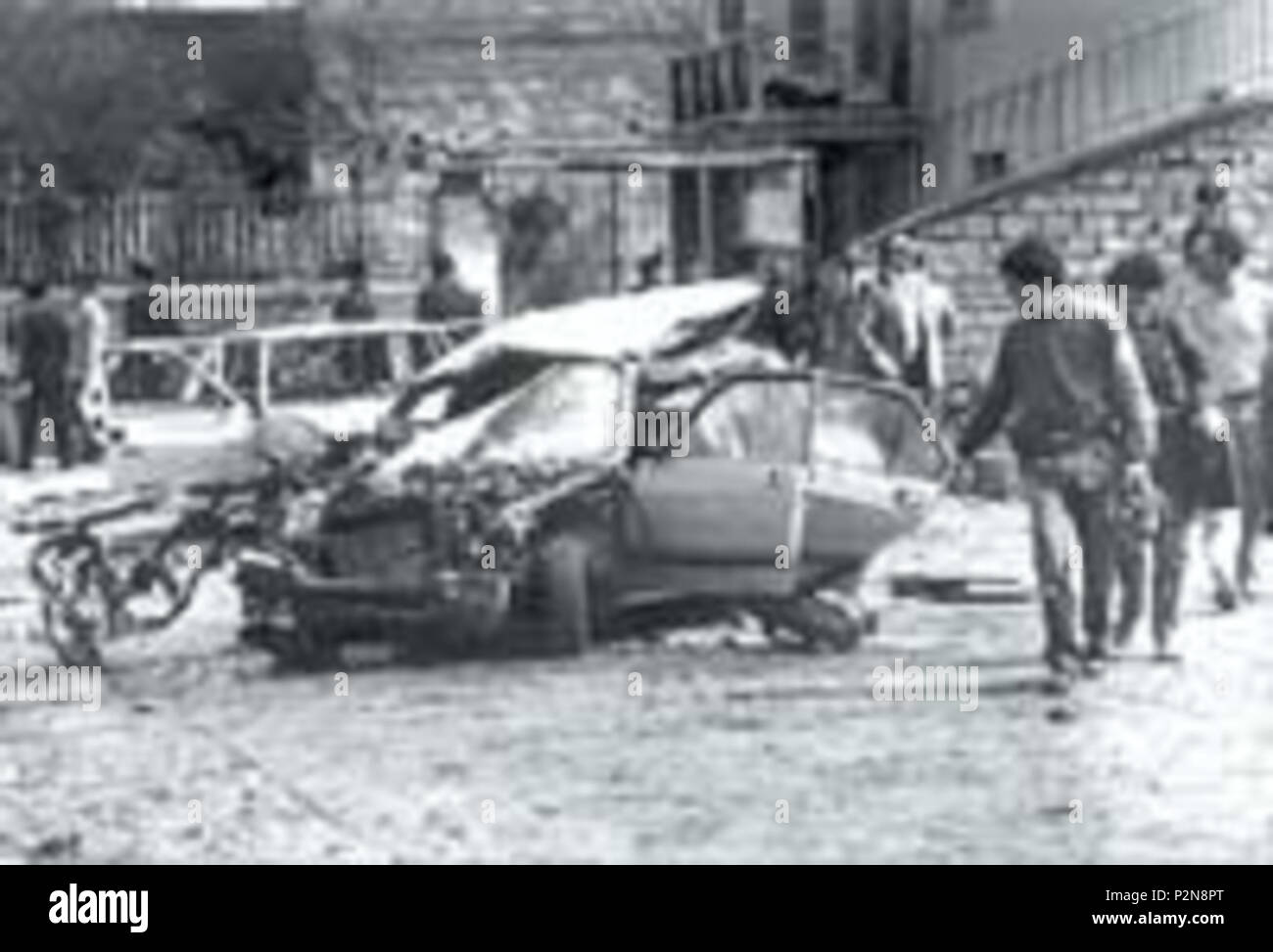 . Italiano: strage di Pizzolungo . Il 2 aprile 1985. Questo file è privo di informazioni sull'autore. 72 Pizzolungo Foto Stock