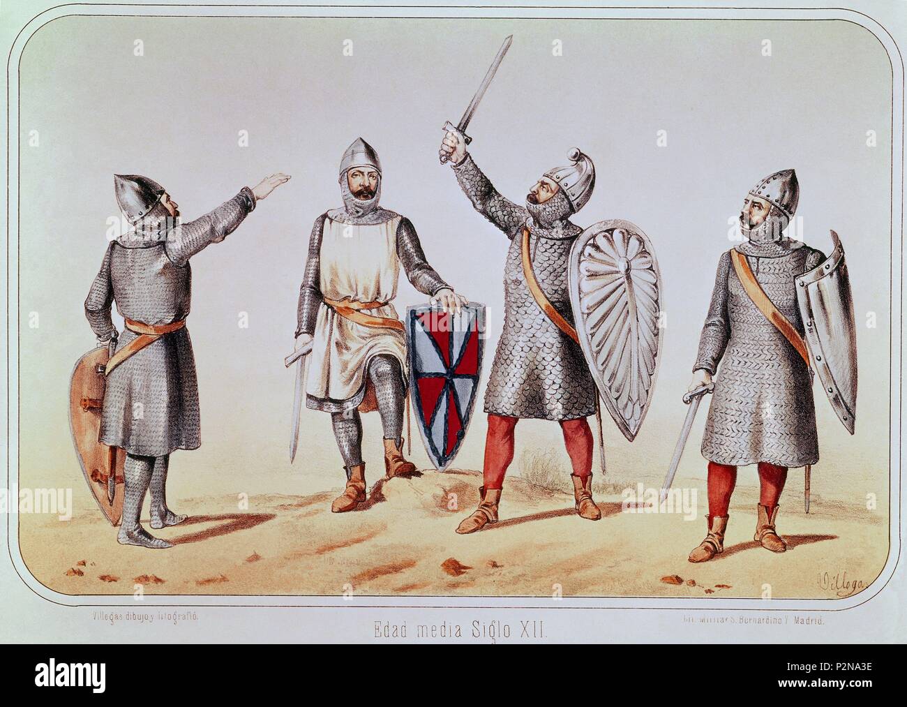 Medievale di soldati di fanteria. Madrid, militare archivi storici. Autore: VILLEGAS. Posizione: ARCHIVO HISTORICO MILITAR, MADRID, Spagna. Foto Stock