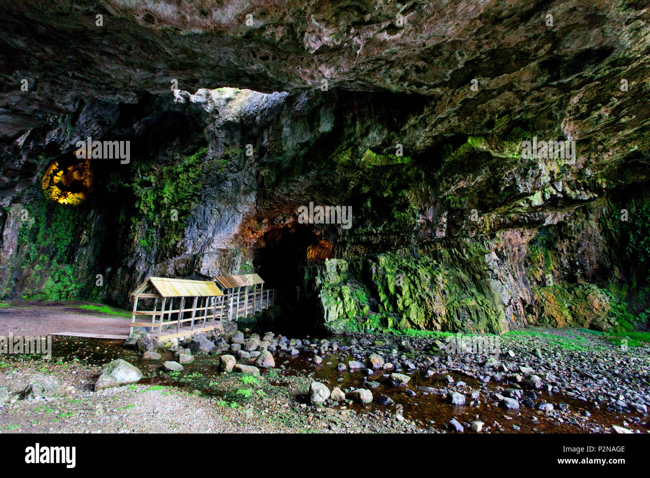 Smoo Cave, grotta, Highlands, costa, a nord, Durness, Scozia Foto Stock