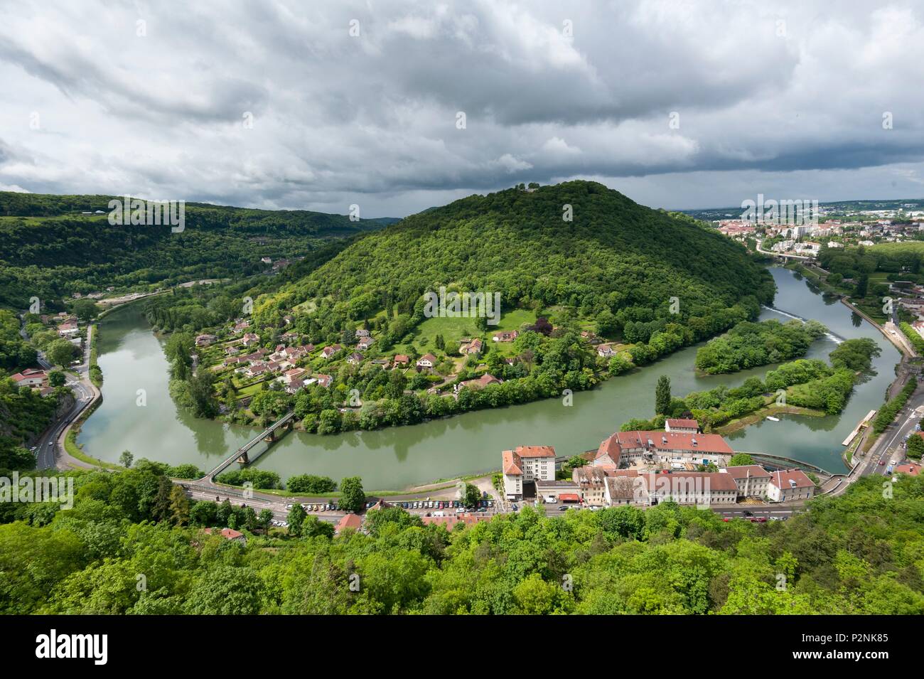 Francia, Doubs, Besancon, Le Doubs dalla cittadella Foto Stock