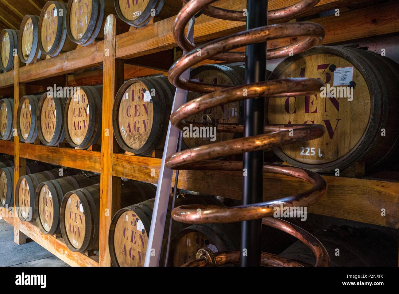 Il Portogallo, l'isola di Madeira e Porto da Cruz, Nord mulino per lo zucchero (Companhia dos Engenhos do Norte), in funzione dal 1927, produce il brandy e miele Foto Stock