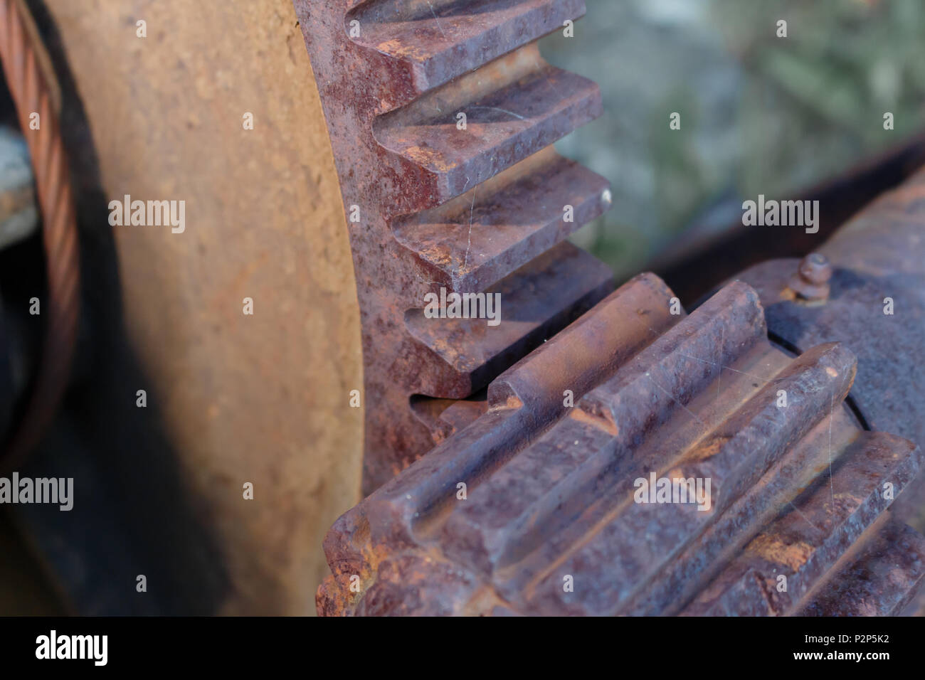 Rusty macchina industriale parti marce closeup Foto Stock