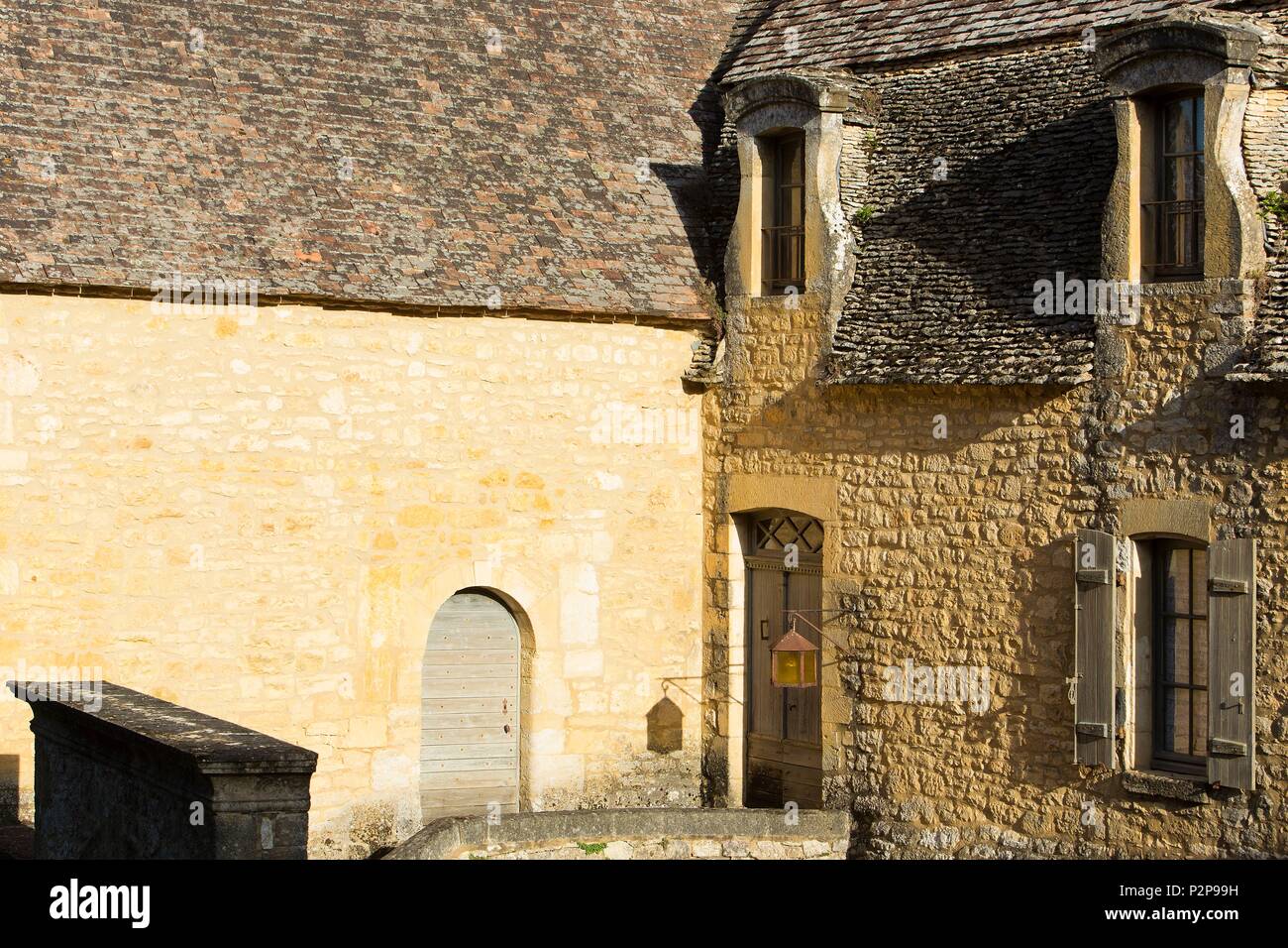 Francia, Dordogne, Perigord Noir, valle della Dordogna, Beynac et Cazenac etichettati Les Plus Beaux Villages de France (uno dei più bei villaggi di Francia), casa tradizionale Foto Stock