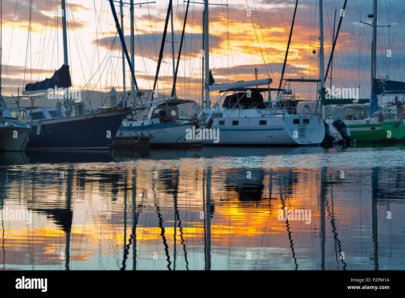 Barche a vela nel porto, Knysna, Provincia del Capo Occidentale, Sud Africa Foto Stock