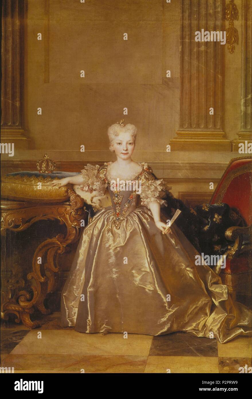 " Ritratto di Mariana Victoria di Spagna ', 1724, olio su tela, 184 cm x 125 cm, P02277. Autore: Nicolas de Largilliere (1656-1746). Posizione: Il MUSEO DEL PRADO-PINTURA, MADRID, Spagna. Foto Stock