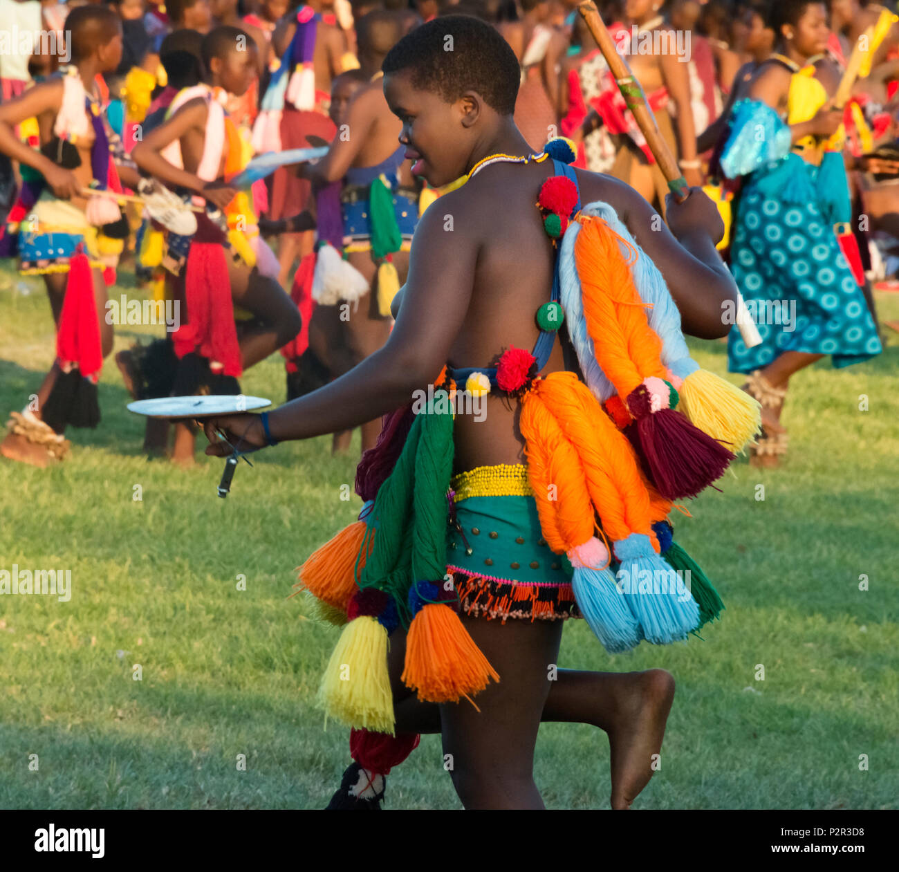 Swazi ragazze parade presso Umhlanga (Reed Dance Festival), dello Swaziland Foto Stock