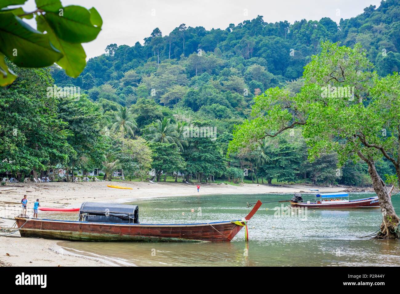 Thailandia, provincia di Satun, Mu Ko Phetra il Parco Marino Nazionale, Ko Bulon Leh island, Panka Yai bay Foto Stock