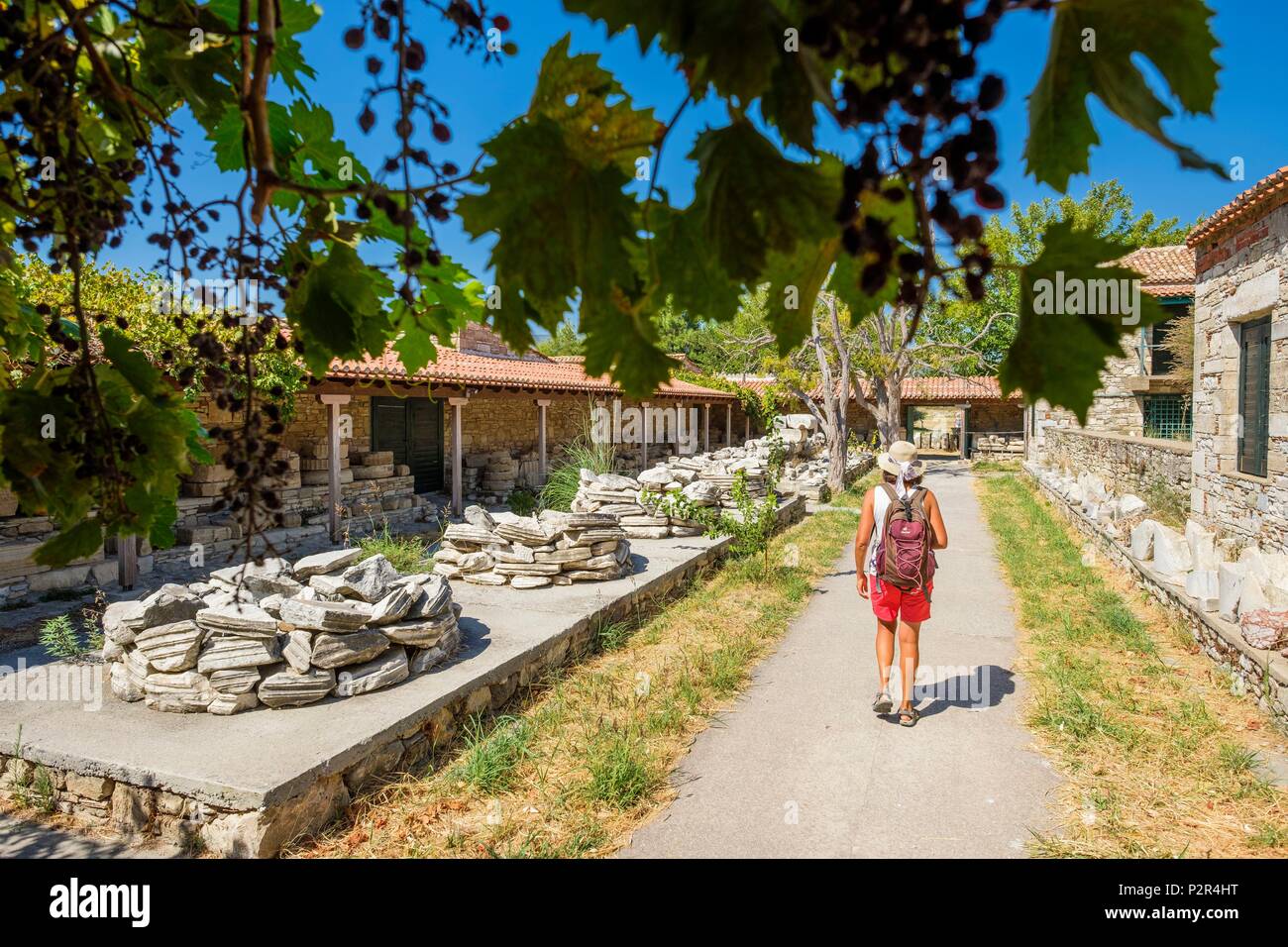 La Grecia, isola di Samos, l Heraion di Samos è uno dei più importanti ioniche giganti santuari della Grecia antica, dedicato alla dea Hera (patrimonio mondiale dell'UNESCO), piccolo museo Foto Stock