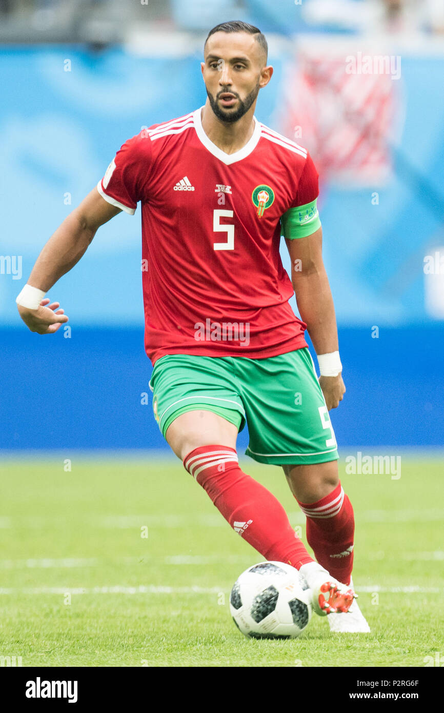 Mehdi BENATIA (MAR) con sfera di azione singola con sfera, azione a figura intera, ritratto, Marocco (MAR) - Iran (IRN) 0: 1, turno preliminare, gruppo B, gioco 4, il 15/06/2018 a San Pietroburgo; Coppa del Mondo di Calcio 2018 in Russia dal 14.06. - 15.07.2018. | Utilizzo di tutto il mondo Foto Stock