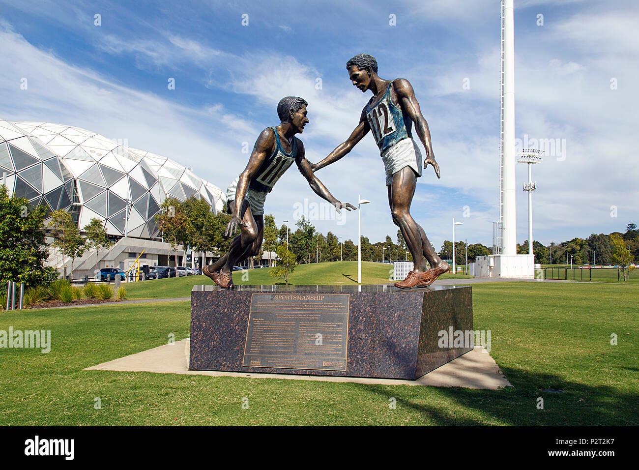 Melbourne, Australia: 09 Aprile 2018: Il Melbourne Stadium rettangolare commercialmente noto come AAMI Park, è un outdoor Sports Stadium. Foto Stock