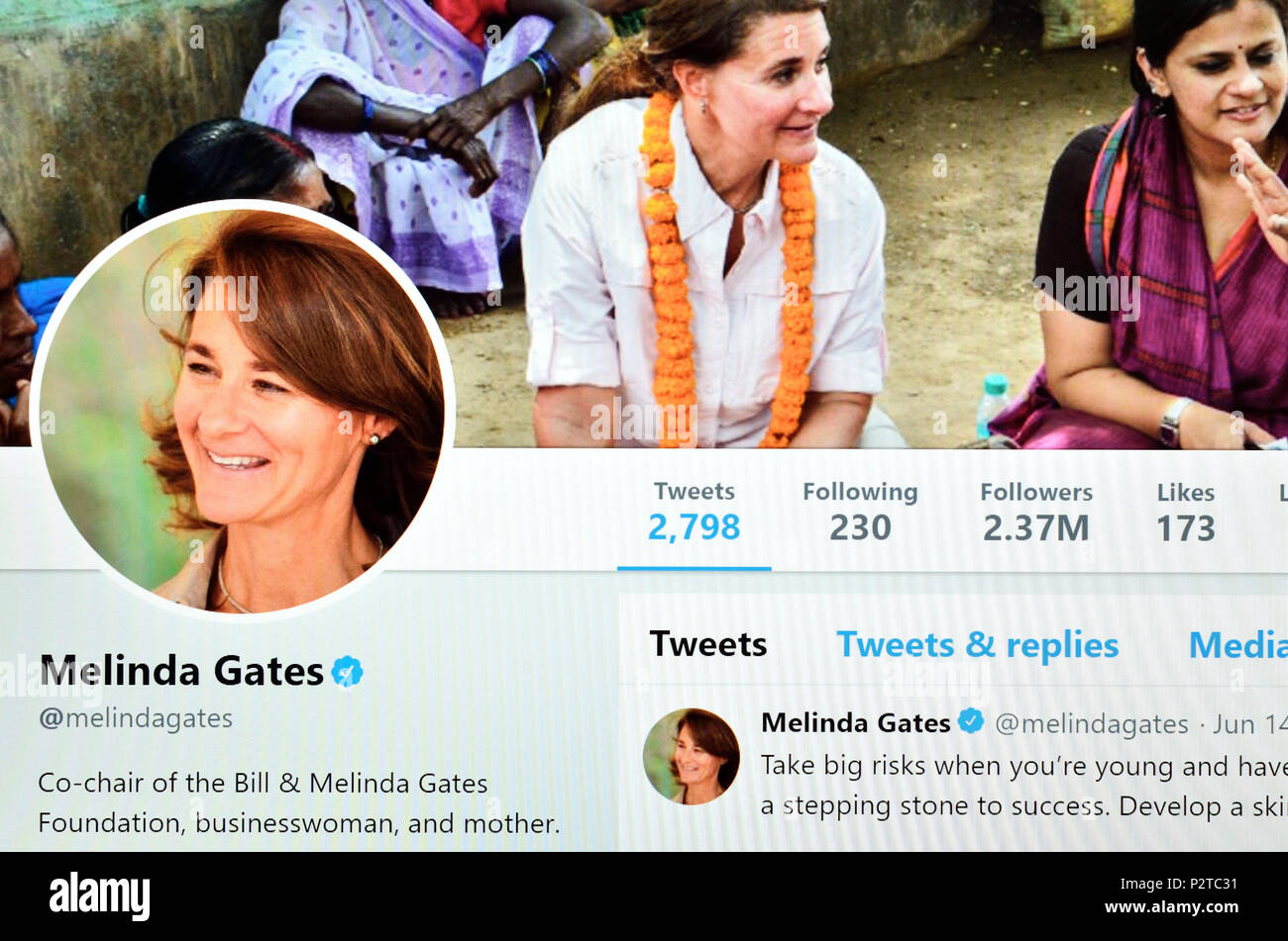 Melinda Gates Twitter ufficiale pagina (2018) Foto Stock