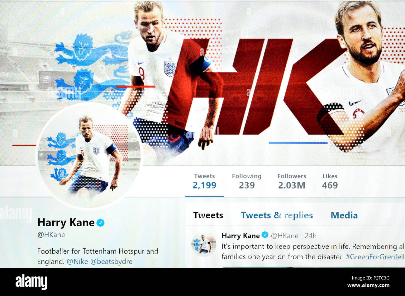 Harry Kane ufficiale pagina Twitter (2018) Foto Stock